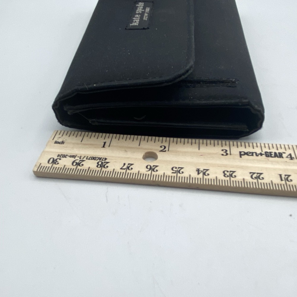 Kate Spade New York Tri-Fold Wallet Black With Silver Hardware - Picture 3 of 12